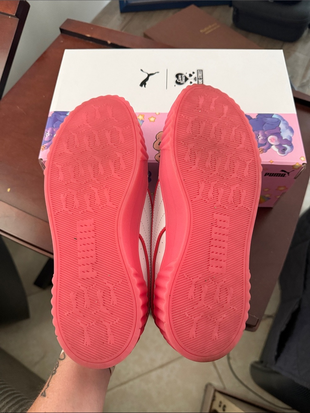 Puma White Sneakers Care Bear x Sesame Street Coral Pink Platform - Picture 4 of 7